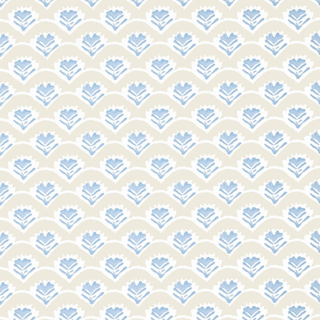 Thibaut Emily Beige And Blue Wallpaper