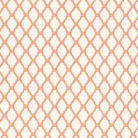 Thibaut Rothbury Trellis Coral Wallpaper