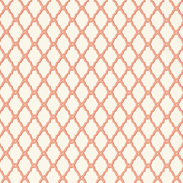 Thibaut Rothbury Trellis Coral Wallpaper
