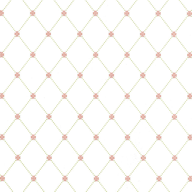 Thibaut Wilton Trellis Pink And Green Wallpaper