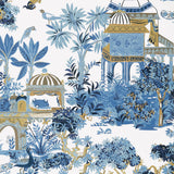Thibaut Mystic Garden Blue And White Wallpaper