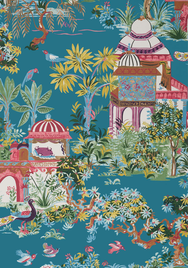 Thibaut MYSTIC GARDEN Teal Wallpaper