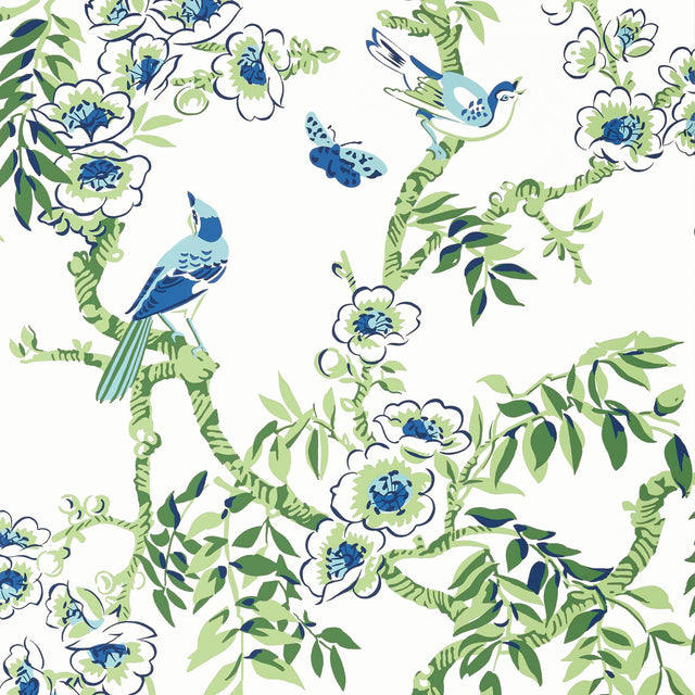 Thibaut Yukio Blue And Green Wallpaper