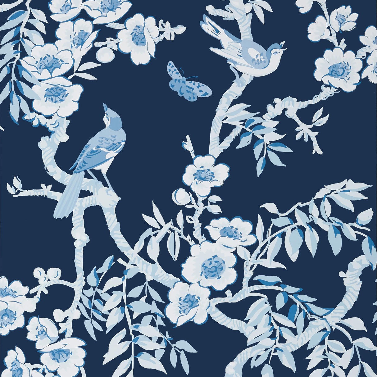 Thibaut Yukio Navy And White Wallpaper