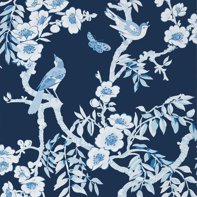 Thibaut Yukio Navy And White Wallpaper