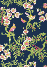 Thibaut YUKIO Navy and Pink Wallpaper