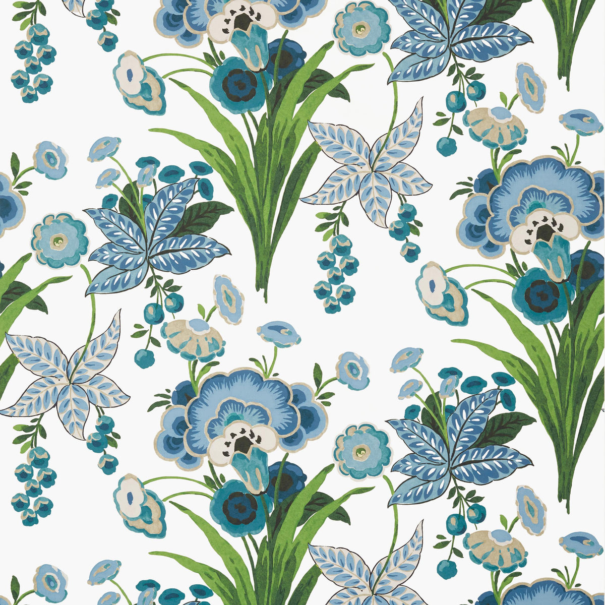 Thibaut Pasadena Blue And Green Wallpaper