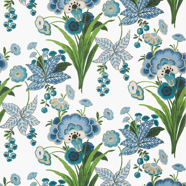 Thibaut Pasadena Blue And Green Wallpaper