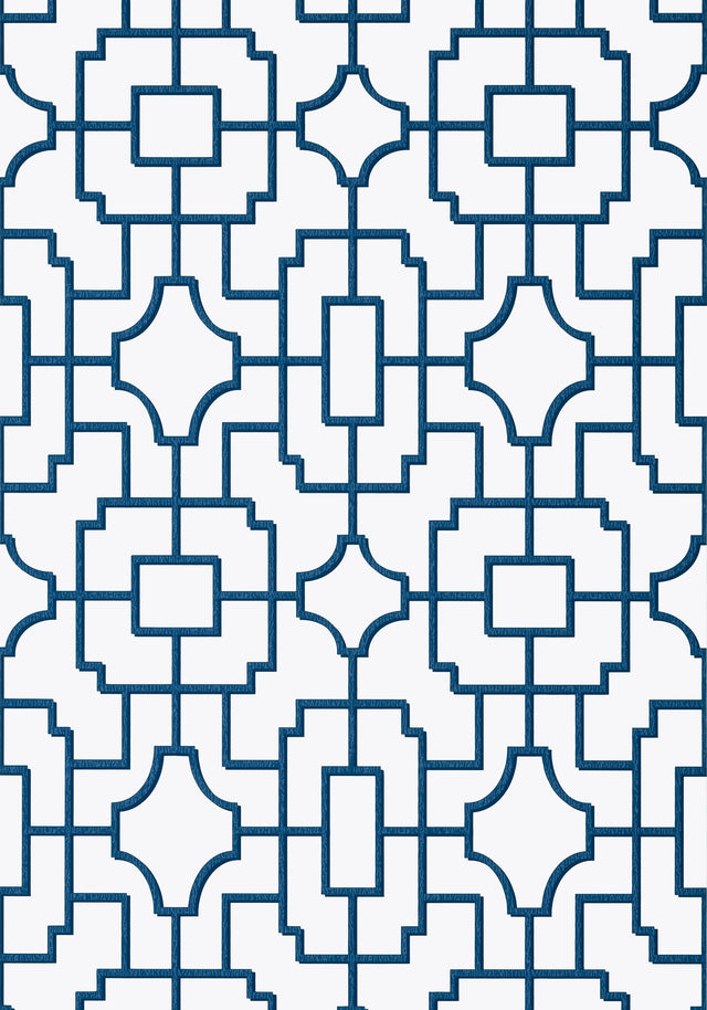 Thibaut FRETWORK Navy Wallpaper