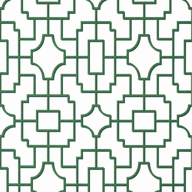 Thibaut Fretwork Green Wallpaper