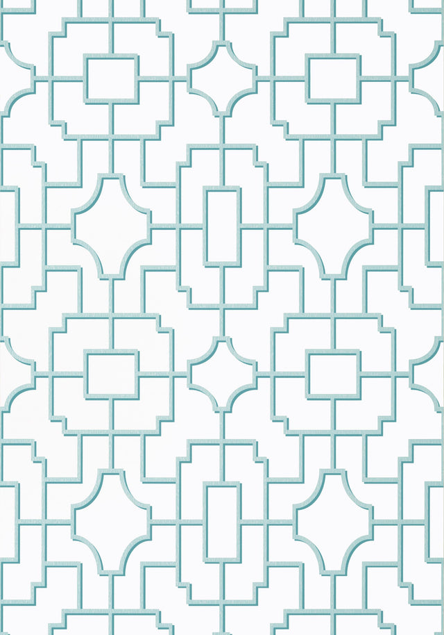 Thibaut FRETWORK Spa Blue Wallpaper