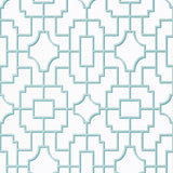 Thibaut Fretwork Spa Blue Wallpaper