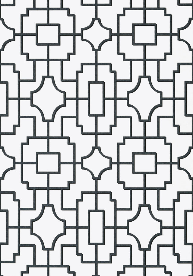 Thibaut FRETWORK Black Wallpaper