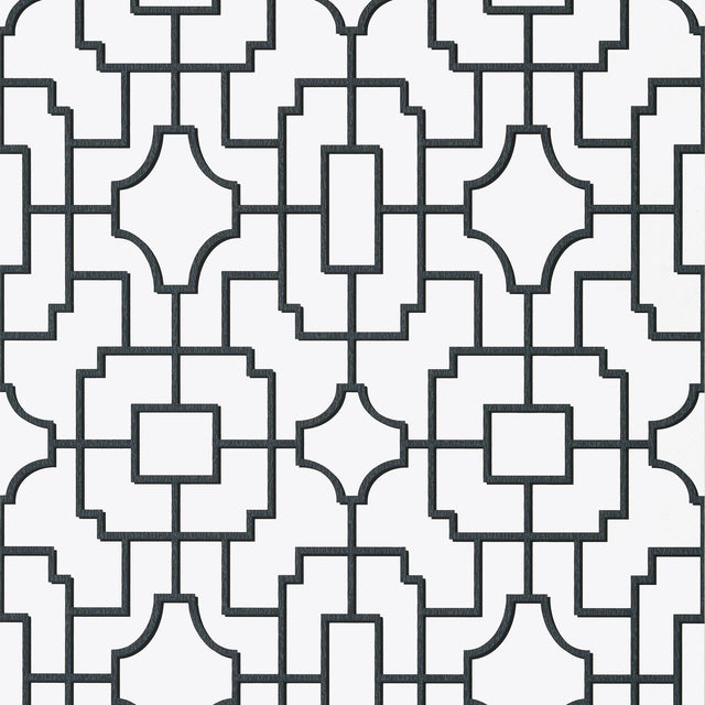 Thibaut Fretwork Black Wallpaper