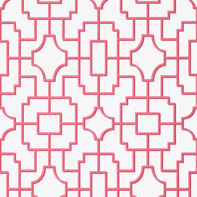 Thibaut Fretwork Pink Wallpaper
