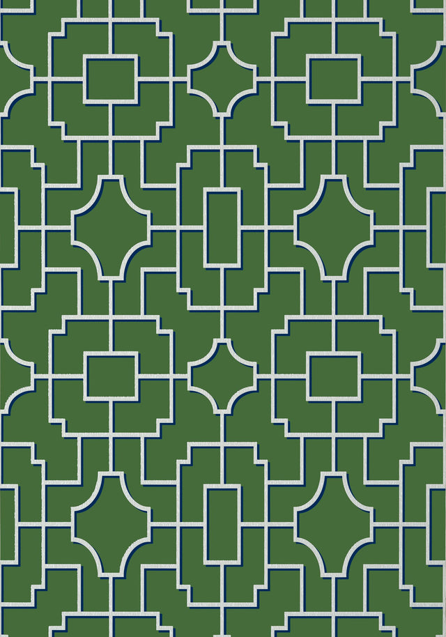 Thibaut FRETWORK Emerald Wallpaper
