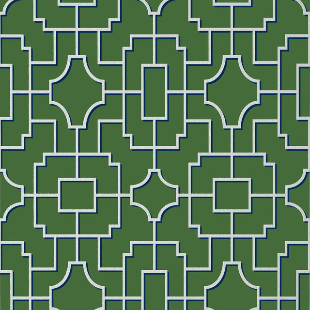 Thibaut Fretwork Emerald Wallpaper