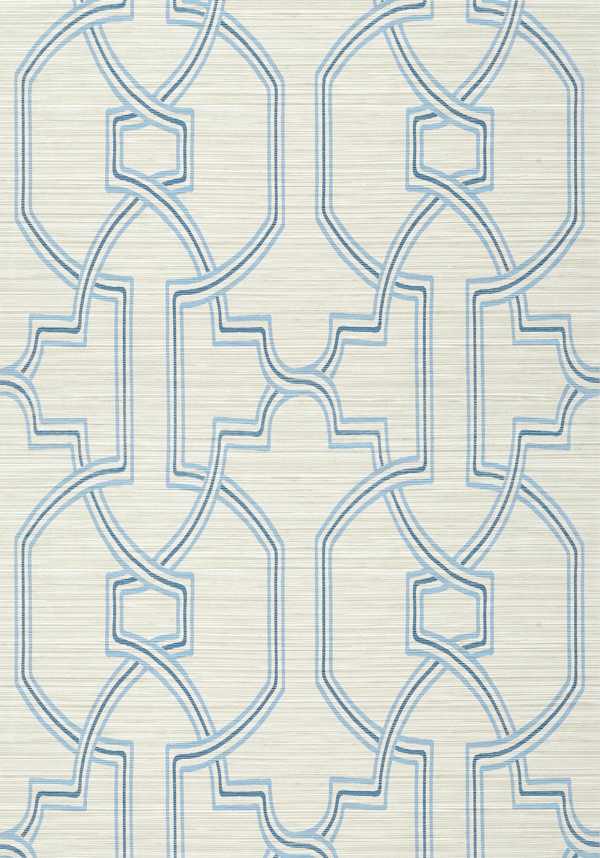 Thibaut PROMENADE Cream and Blue Wallpaper