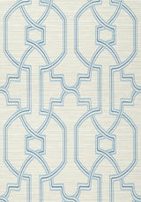 Thibaut PROMENADE Cream and Blue Wallpaper