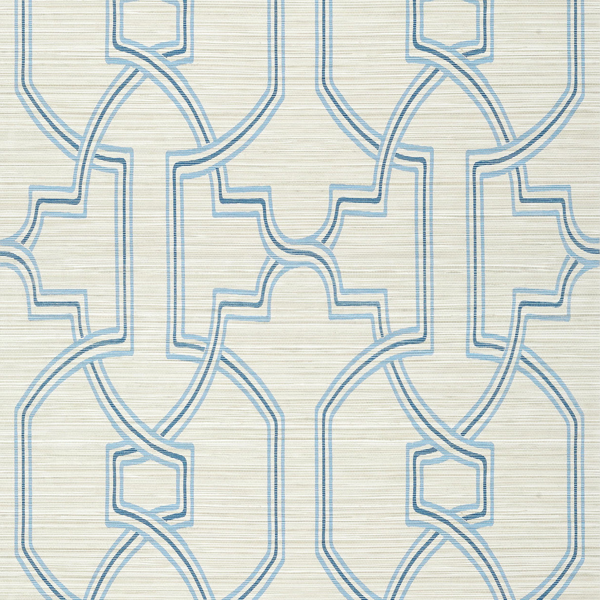 Thibaut Promenade Cream And Blue Wallpaper