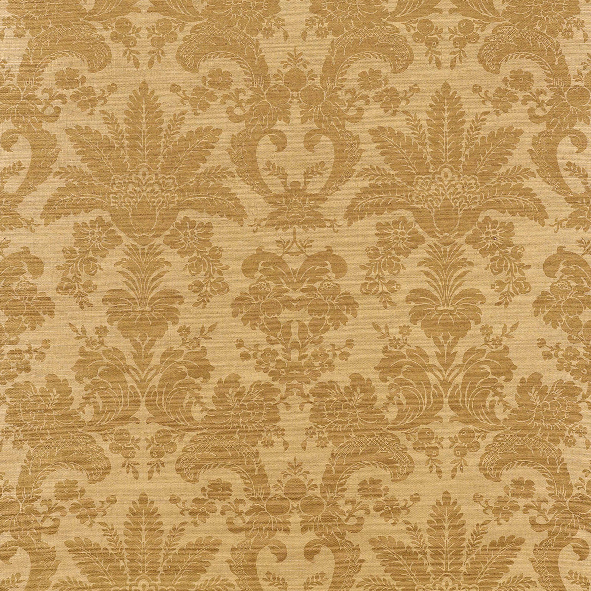 Thibaut West Indies Damask Metallic Gold On Camel Wallpaper