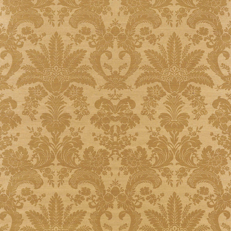 Thibaut West Indies Damask Metallic Gold On Camel Wallpaper