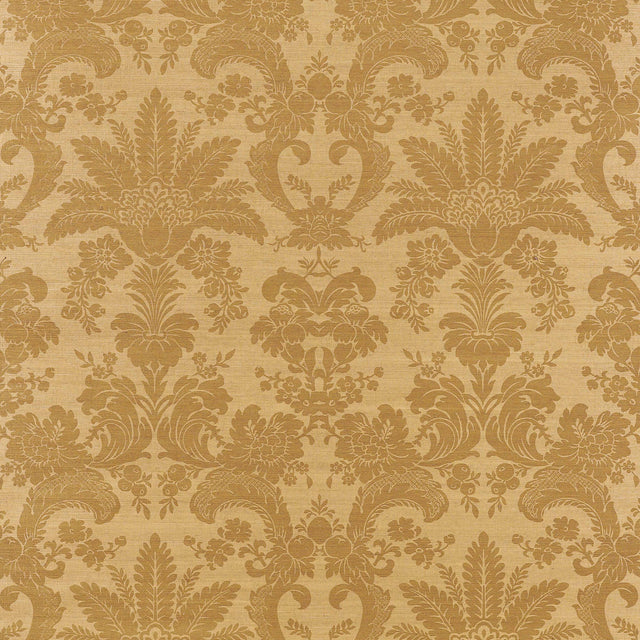 Thibaut West Indies Damask Metallic Gold On Camel Wallpaper