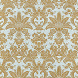 Thibaut West Indies Damask Metallic Gold On Aqua Wallpaper