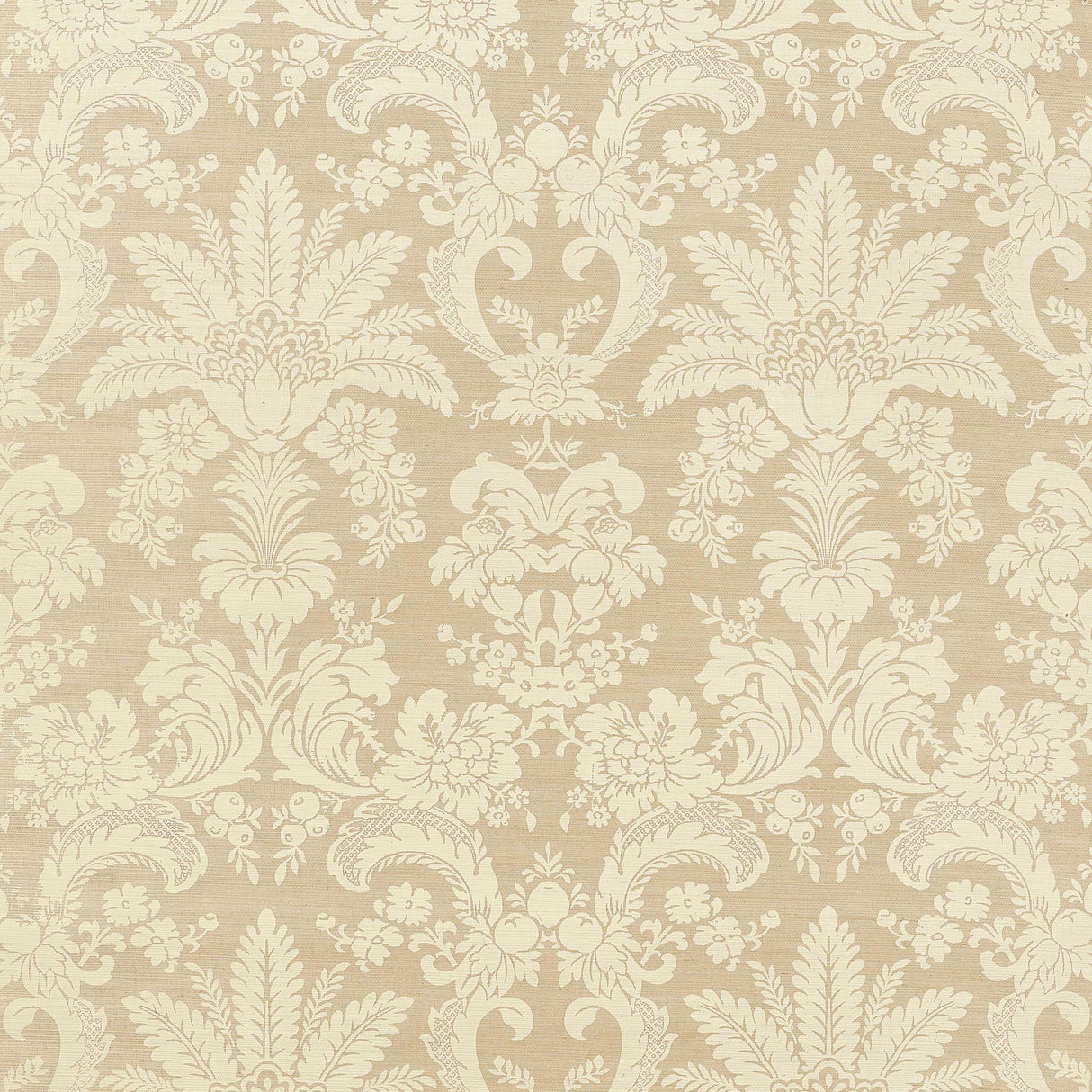 Thibaut West Indies Damask Cream On Beige Wallpaper