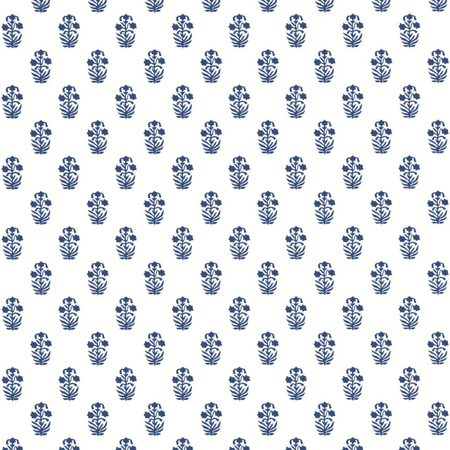 Thibaut CORWIN Navy on White Wallpaper