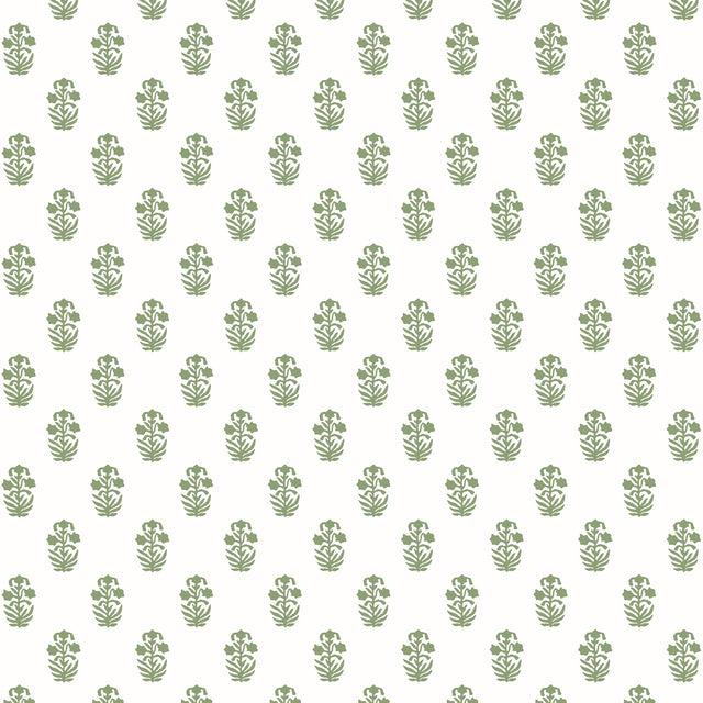 Thibaut CORWIN Green on White Wallpaper