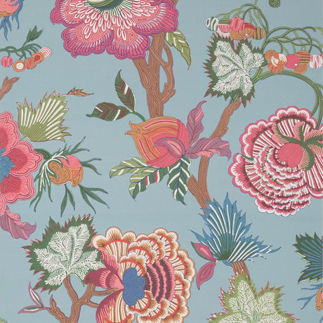 Thibaut INDIENNE JACOBEAN Raspberry and Teal Wallpaper