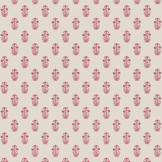 Thibaut Corwin Raspberry On Natural Wallpaper