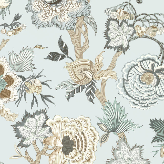 Thibaut Indienne Jacobean Robin'S Egg Wallpaper