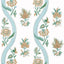 Thibaut RIBBON FLORAL Seaglass and Gold Wallpaper