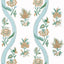 Thibaut Ribbon Floral Seaglass And Gold Wallpaper