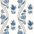Thibaut RIBBON FLORAL Blue and White Wallpaper