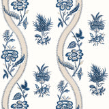 Thibaut Ribbon Floral Blue And White Wallpaper