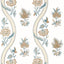 Thibaut RIBBON FLORAL Beige and Spa Blue Wallpaper