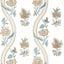 Thibaut Ribbon Floral Beige And Spa Blue Wallpaper