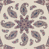 Thibaut East India Raspberry And Blue On Natural Wallpaper