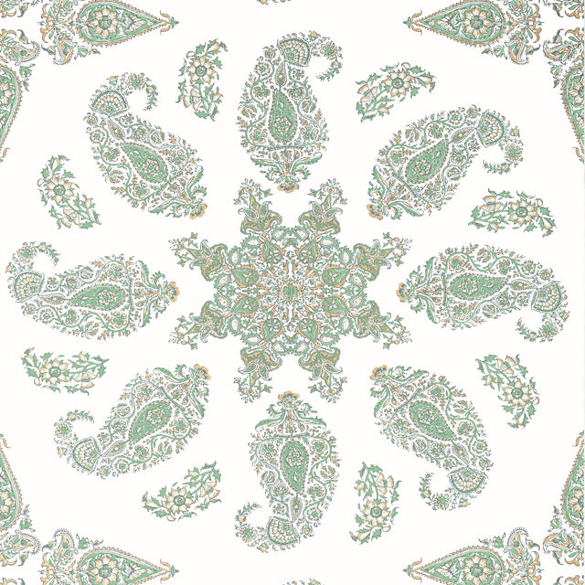 Thibaut East India Green And White Wallpaper