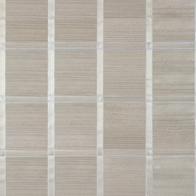 Thibaut Wood Panel Taupe And Metallic Silver Wallpaper