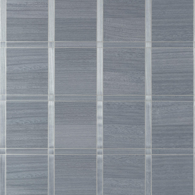 Thibaut Wood Panel Cadet And Metallic Pewter Wallpaper