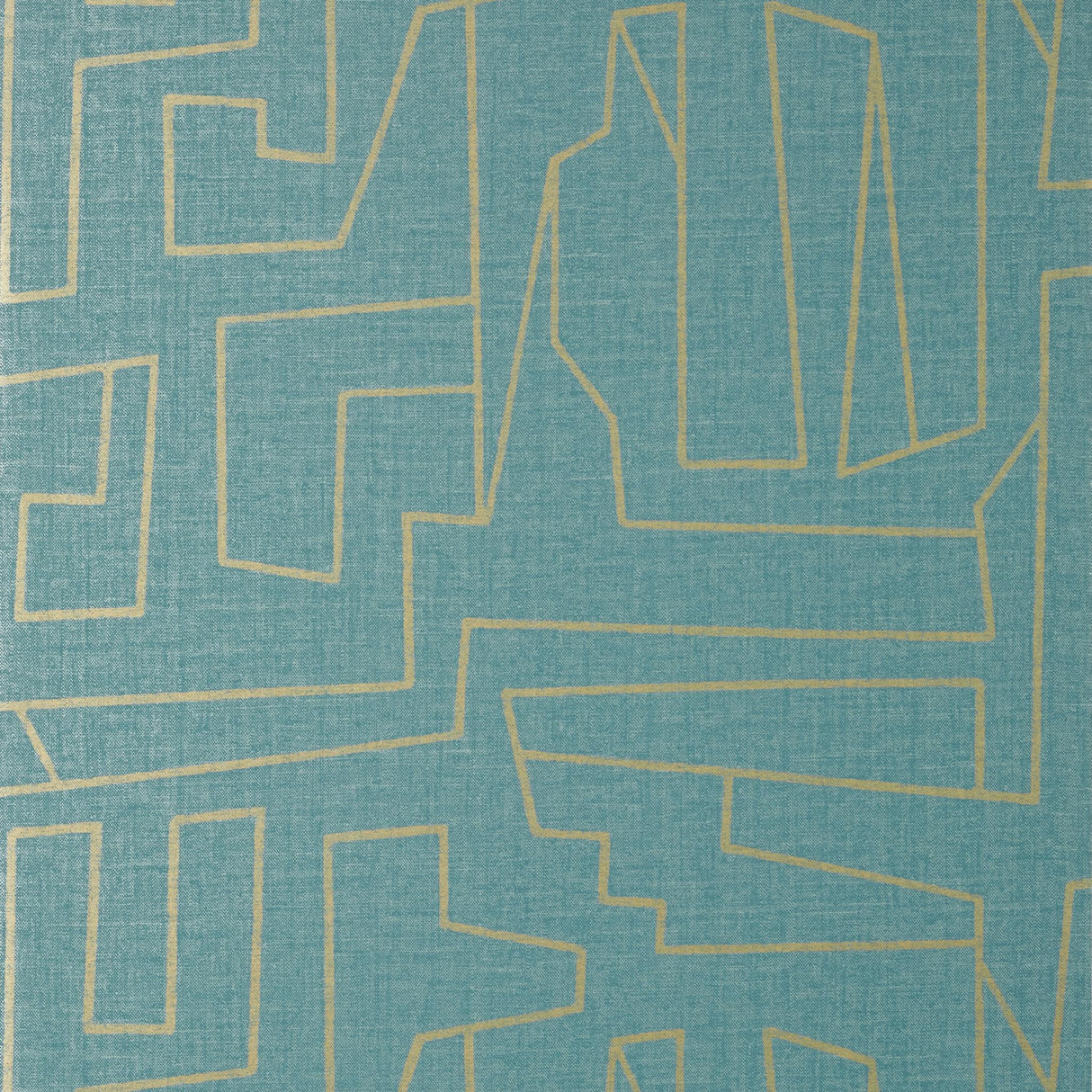 Thibaut MATRIX Metallic Gold and Teal Wallpaper