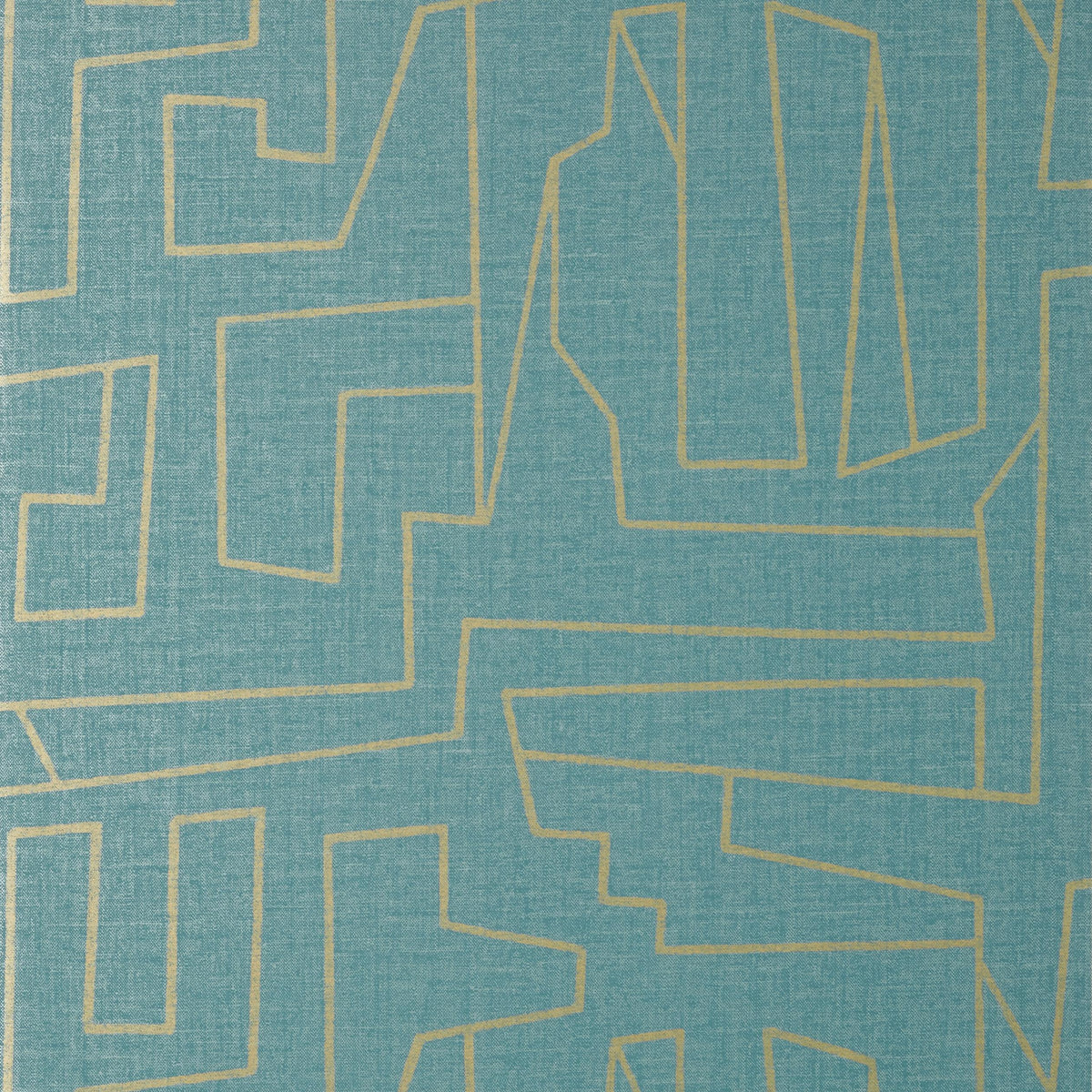 Thibaut Matrix Metallic Gold And Teal Wallpaper