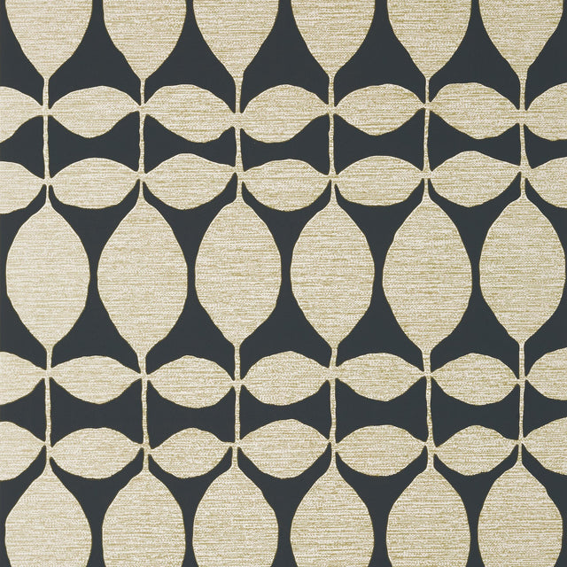 Thibaut Lola Metallic Gold On Black Wallpaper