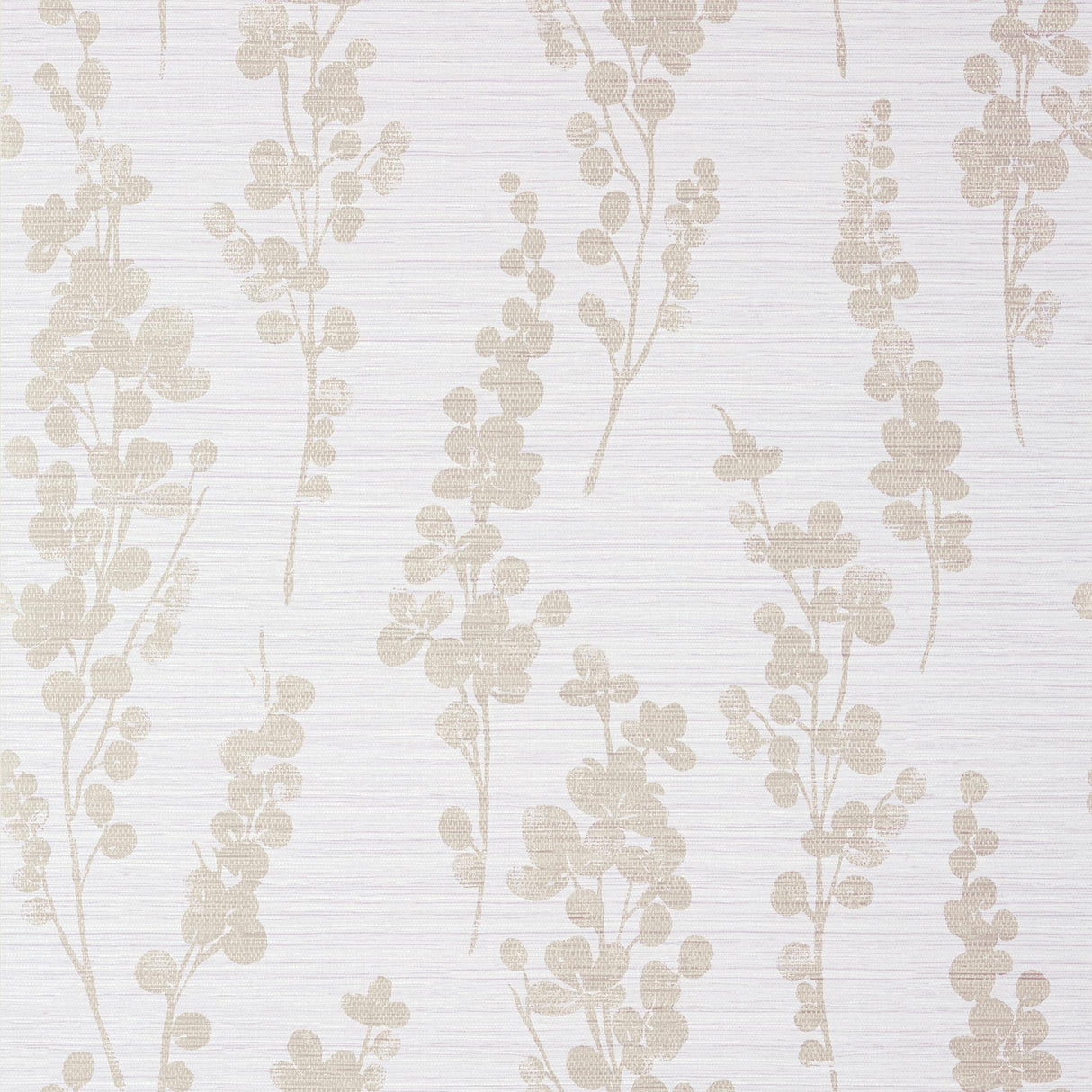 Thibaut SPRING BLOOMS Metallic Pewter on Lavender Wallpaper