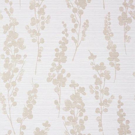 Thibaut SPRING BLOOMS Metallic Pewter on Lavender Wallpaper