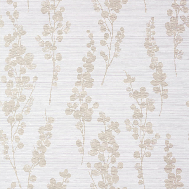 Thibaut SPRING BLOOMS Metallic Pewter on Lavender Wallpaper